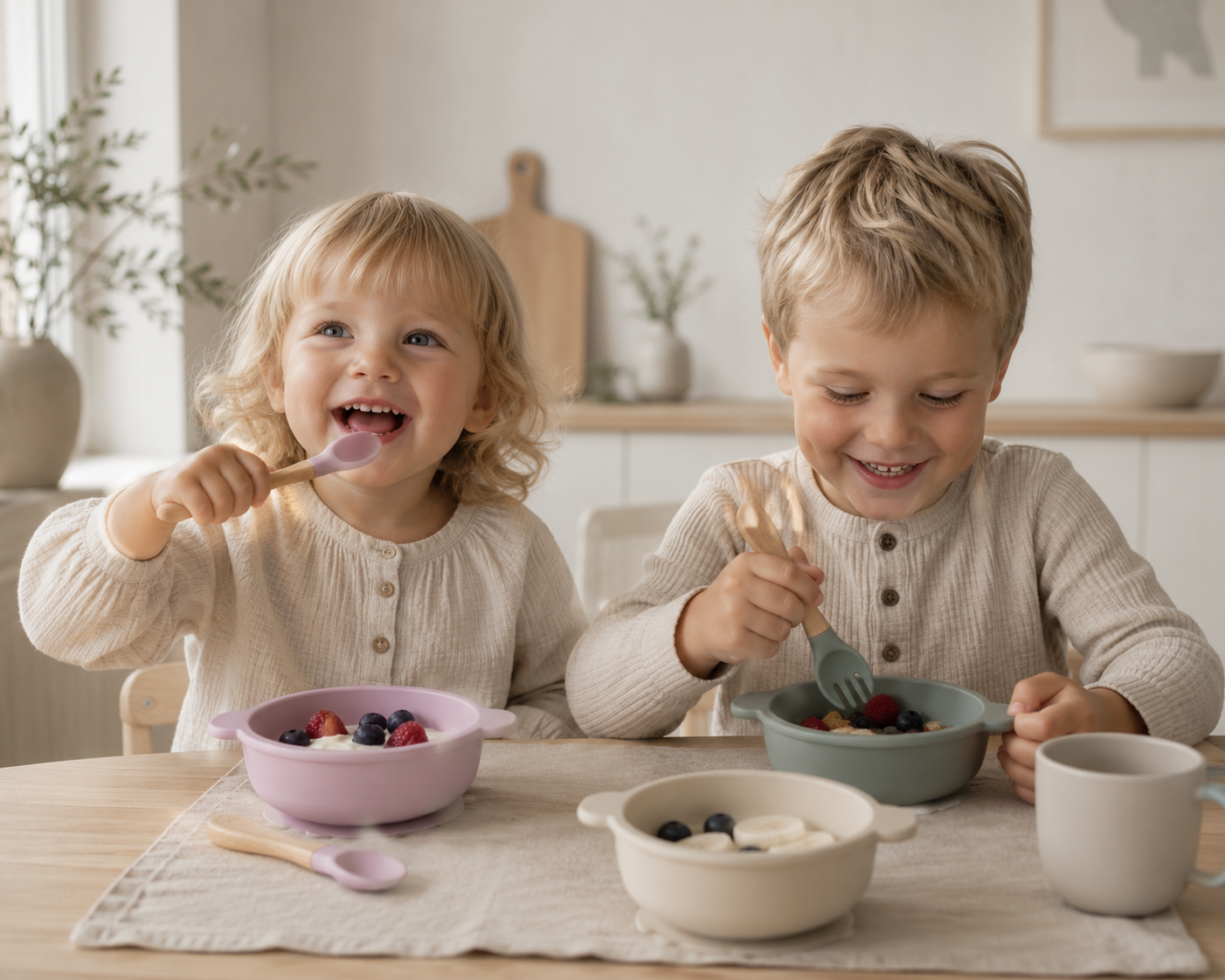 Träningsbestick för Baby – Silikonsked & Gaffel (2 delar)
