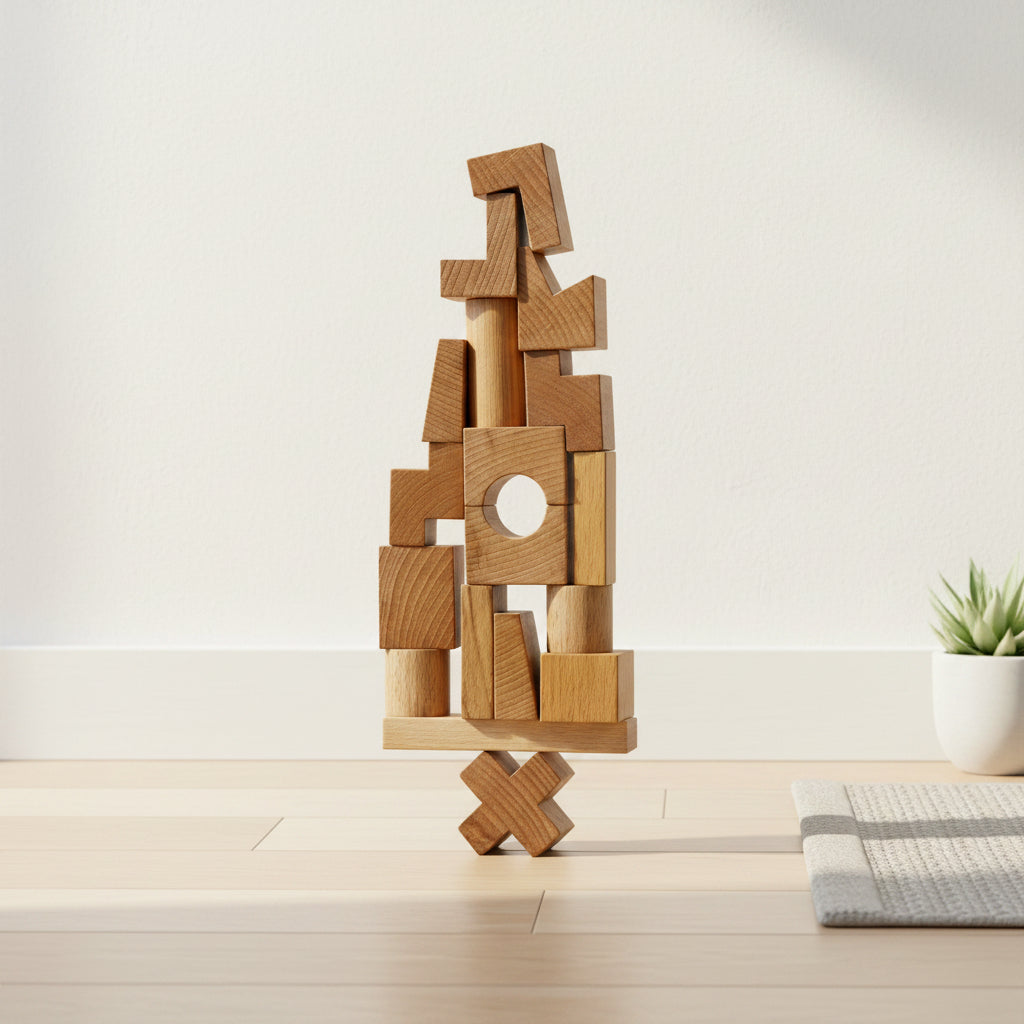 Wooden Tower Puzzle - Natural